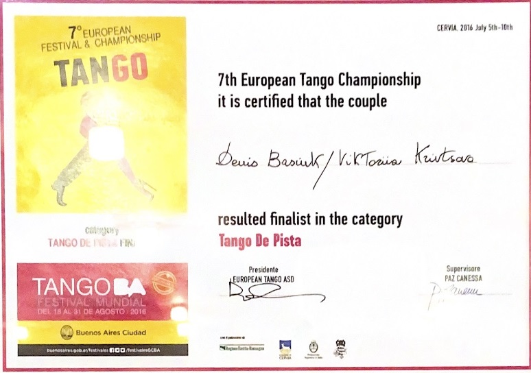 certificat european tango champ Basyuk